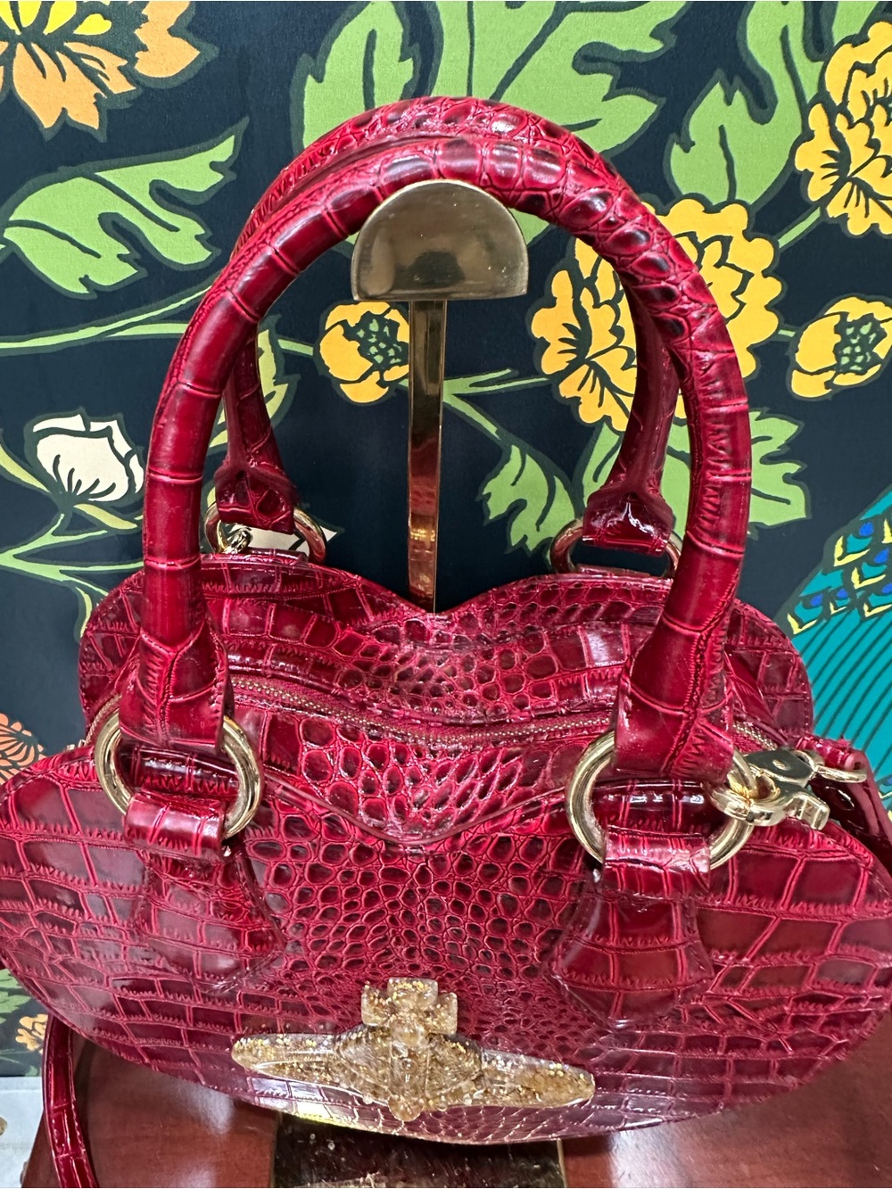 Vivienne Westwood Vintage Chancery Orb Heart Bag Red Croc Embossed Crossbody - Picture 8 of 15